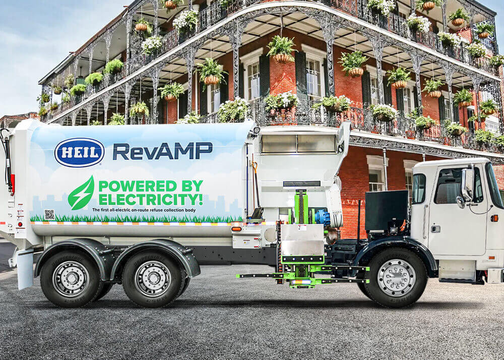 Heil RevAMP all electric garbage truck at Waste Expo