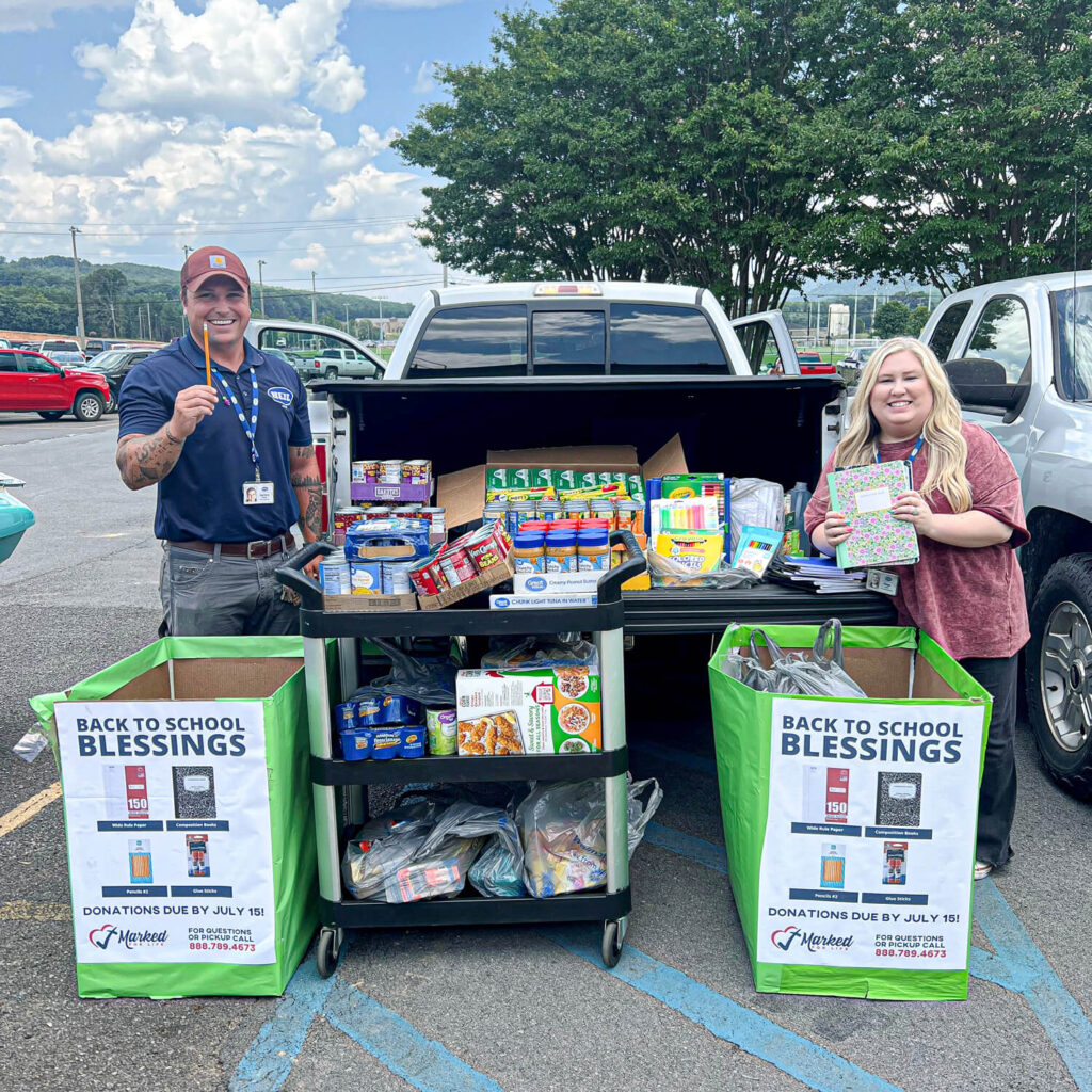 Backpack Blessings food drive with volunteers